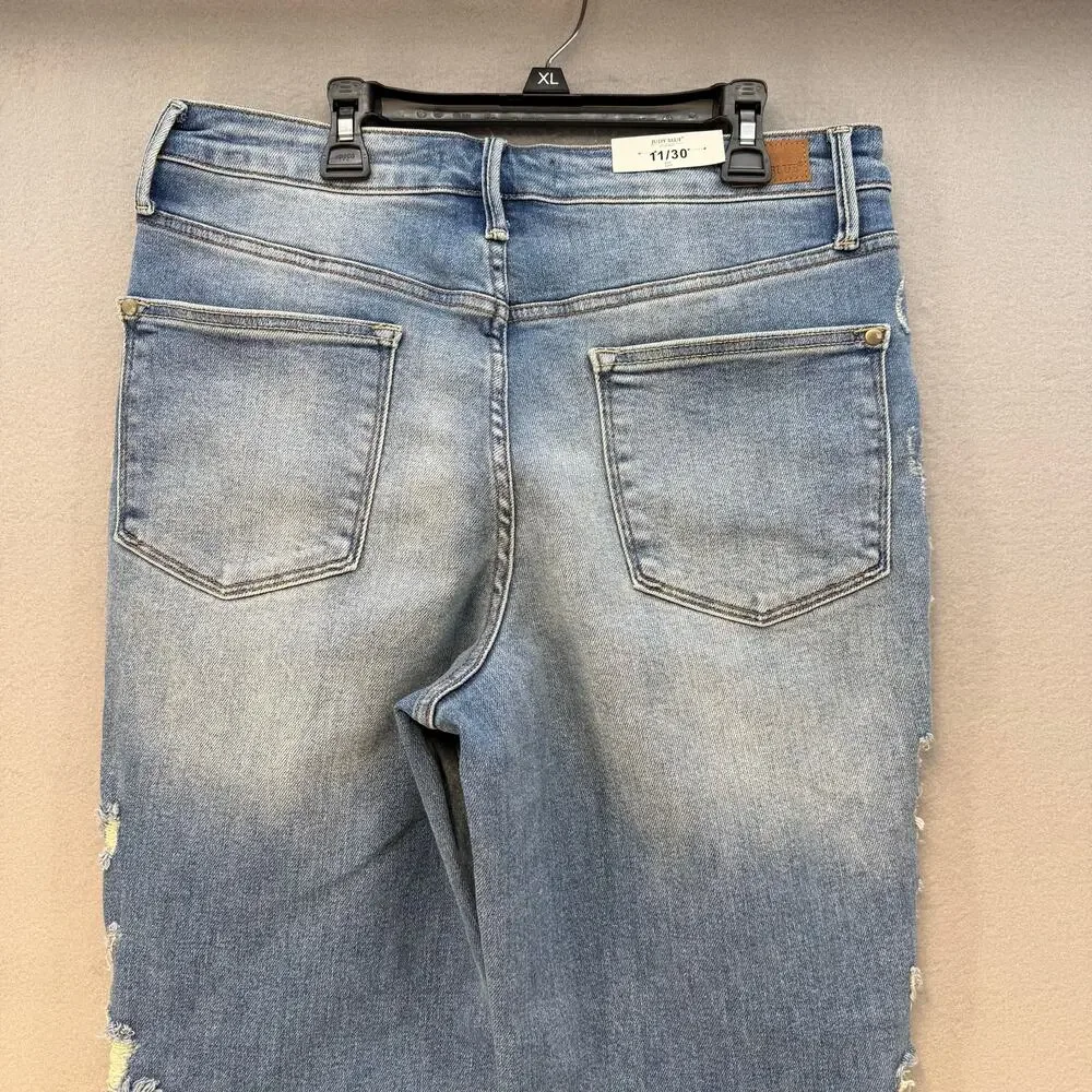 Judy Blue Jeans Women's 11/30 Blue Cropped Straight Leg High Waist NWT - Picture 3 of 14